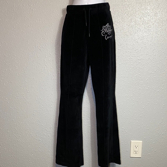 KENZO París Black Track Pants with Embroidered Logo and Tiger Motif - Picture 5 of 8